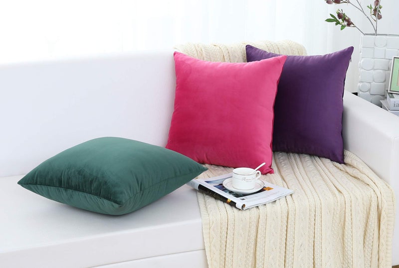 Jeneoo Comfy Soft Thick Velvet Throw Pillow Cases for Sofa Couch, Decorative Solid Square Cushion Covers for Bedroom Car (Hot Pink, 16 x 16 Inches, 2 Pieces) - Image 5